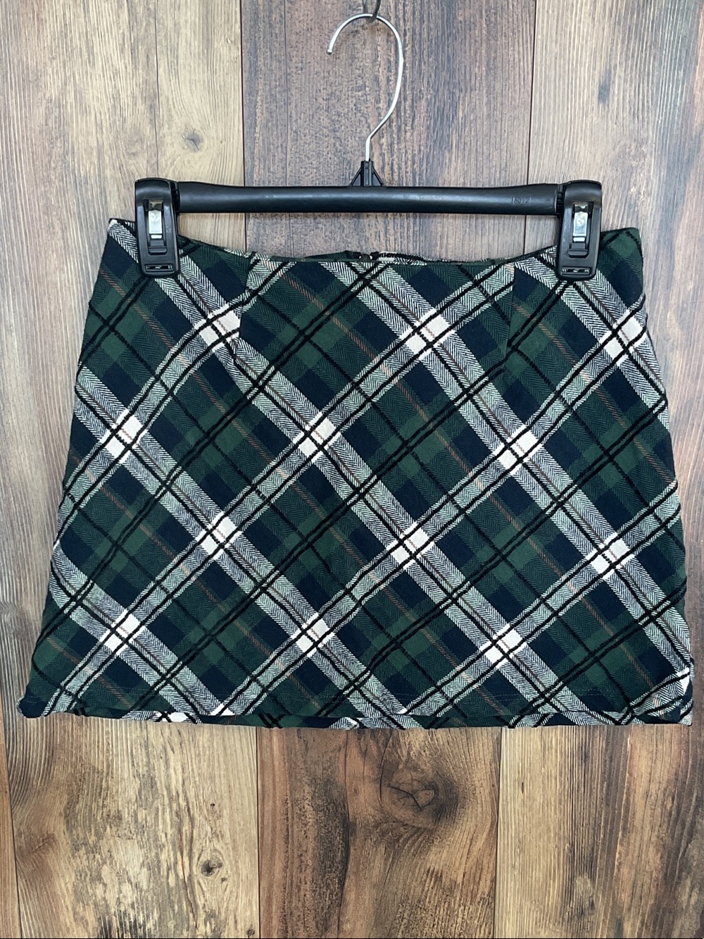 Altar'd State Green and Black Cotton Plaid Mini Skirt S 361B